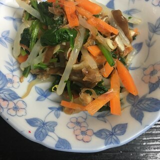 ほうれん草と椎茸ともやしのおかか和え(^ ^)